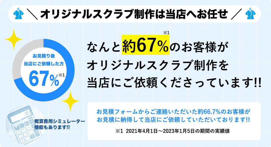 オリジナルスクラブ製作ならスクラブストアにお任せください